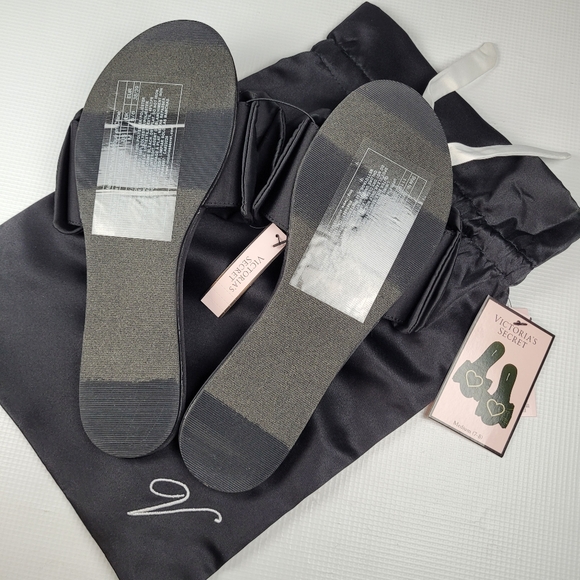NWT Victoria's Secret Embellished Satin Bow Slide Pearl-Heart Slippers M 8-8.5 - Picture 9 of 10